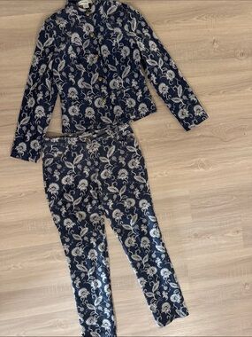 Bamboo Traders Jacquard Floral Pants & Coordinating Jacket Set